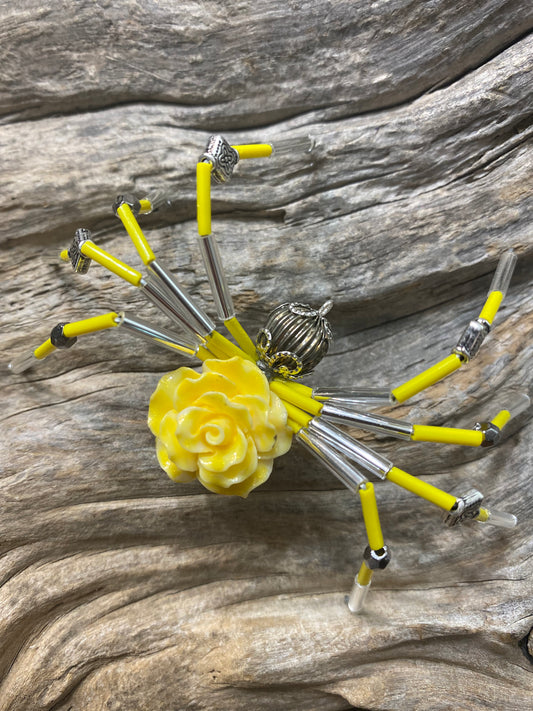 Yellow Rose Spider Ornament